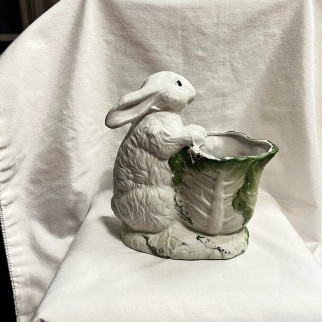 Vintage Rabbit Cabbage Planter For Sale - Image 6 of 7