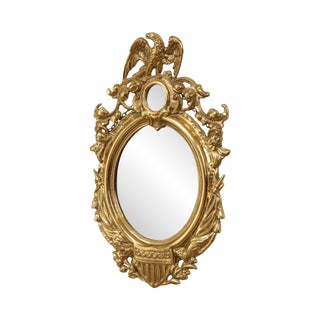 Virginia Metalcrafters Federal Style Brass Frame Oval Mirror For Sale