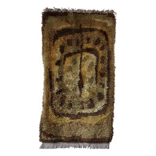 Swedish Brown Wool Rya Rug, 1960s For Sale