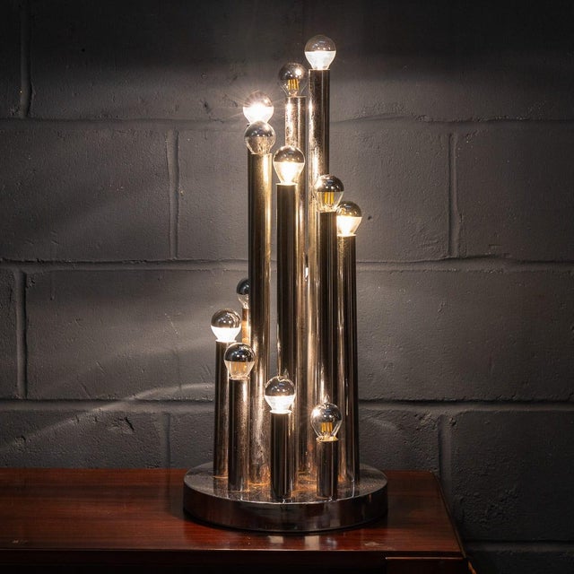 1970s Vintage Italian Chrome Multi-Light Table Lamp from Reggiani, 1970s For Sale - Image 5 of 18