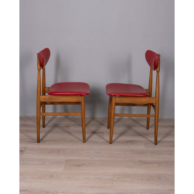 Mid-Century Modern Vintage Italian Chairs in Wood and Leather, 1960s, Set of 2 For Sale - Image 3 of 14