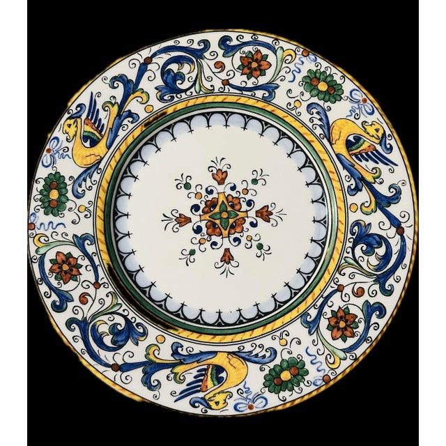 Early 21st Century Colorful Hand Painted Porcelain Set of Plates & Bowls Made in Portugal - Set of 8 For Sale - Image 5 of 12