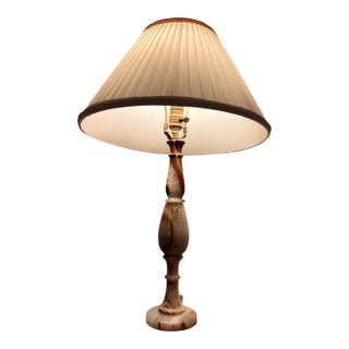 Mid-Century Solid Carved Onyx Column Table Lamp For Sale