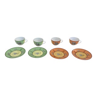 Hermes Africa Cups and Saucers - 8 pcs For Sale