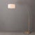 Mid-Century Modern 1960s Scallop 92" Arc Floor Lamp, Modern Weathered Brass Frame, White Linen Shade, Elegant Design For Sale - Image 3 of 4