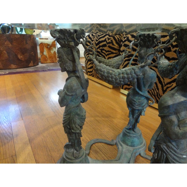 Light Green Pair of Bronze Grecian Inspired Tables For Sale - Image 8 of 12