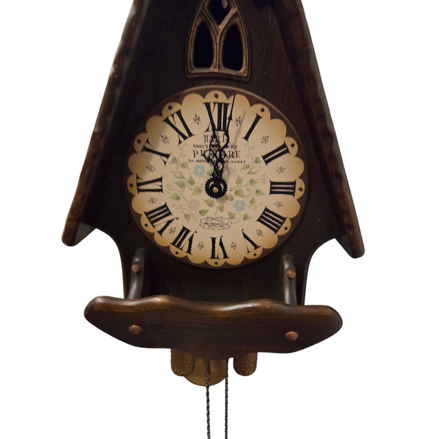 Vintage New England Clock Company Hanging Wood Wall Weights Cathedral Hark Chime For Sale - Image 11 of 17