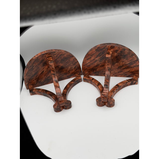 English A Pair of Demilune Faux Tortoiseshell Handpainted Wall Brackets or Shelves For Sale - Image 3 of 9