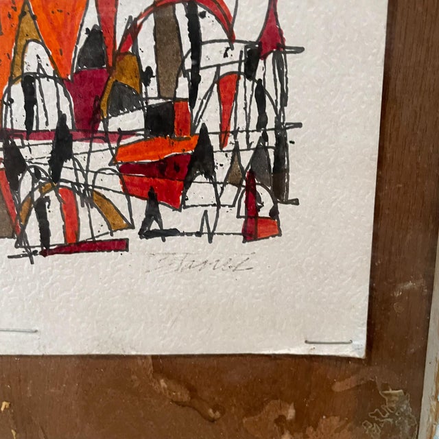 1970s 1970s Modernist Mexican Style Abstract Ink Drawing on Paper For Sale - Image 5 of 12