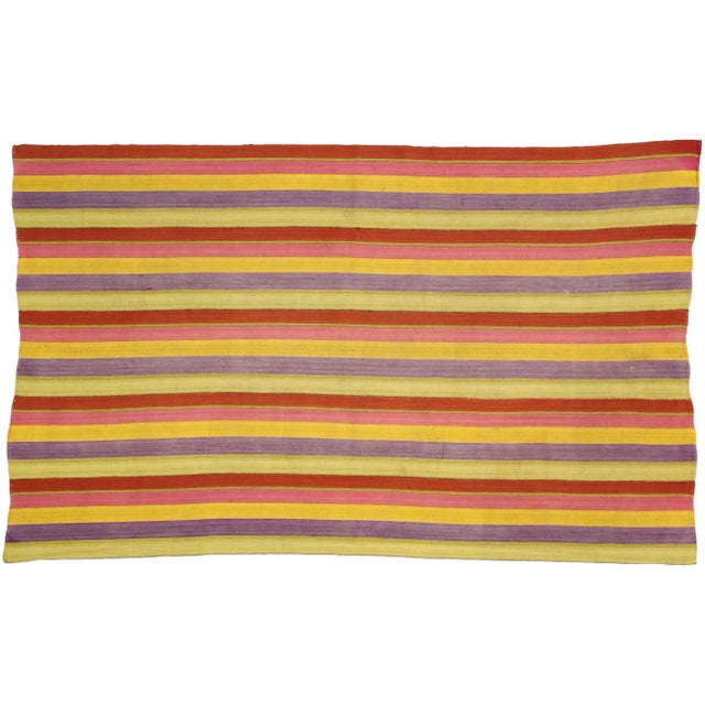 Textile Vintage Turkish Striped Kilim Rug - 06'00 X 09'07 For Sale - Image 7 of 8