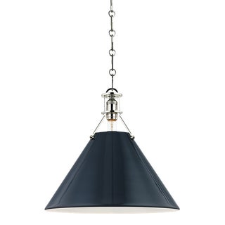 Hudson Valley Lighting Mark D. Sikes Painted No.2 1-Light Large Pendant, Polished Nickel/Darkest Blue For Sale
