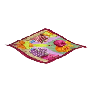 Hermes "Charmes Des Plages Normandes Ii" Silk Pleated Scarf With Round Box