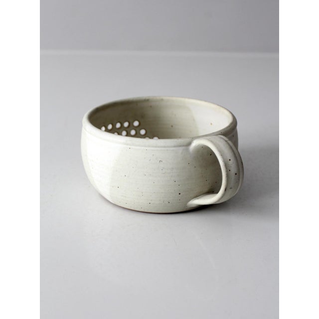 White Vintage Handmade Studio Pottery Berry Bowl For Sale - Image 8 of 11