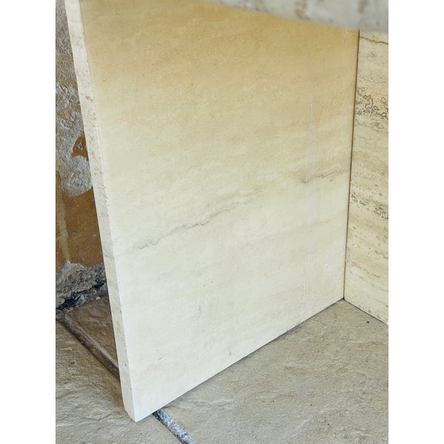 Vintage Half-Moon Travertine Side Table, 1980s For Sale - Image 17 of 18
