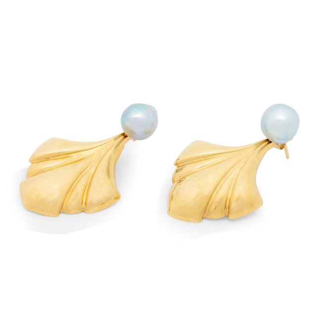 14k Yellow Gold and Cultured Pearl Jewelry Set For Sale - Image 4 of 11