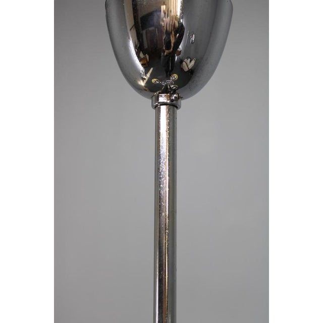 Silver Art Deco Chrome and Champagne Glass Chandelier, Czechoslovakia, 1930s For Sale - Image 8 of 12