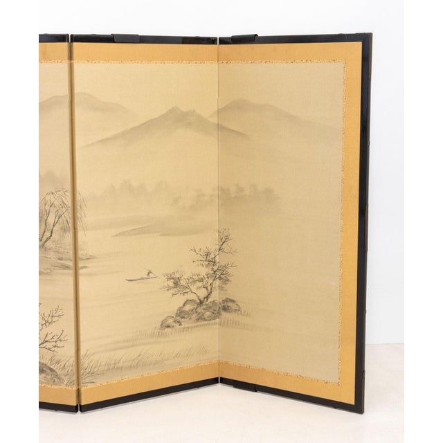 Japanese Japanese Four-Panel Byobu Screen For Sale - Image 3 of 10