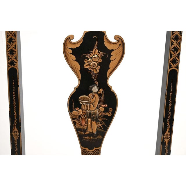 Antique Lacquered Chinoiserie Side Chairs, 1900, Set of 2 For Sale - Image 9 of 12