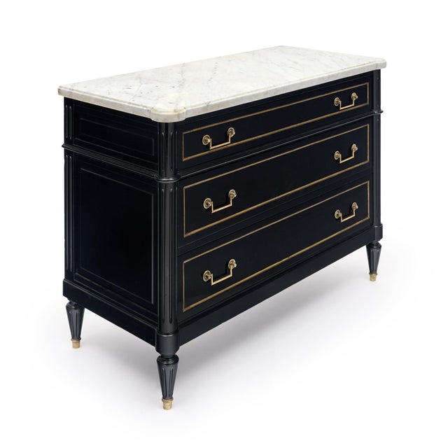 French Louis XVI Style Ebonized Chest For Sale - Image 3 of 9