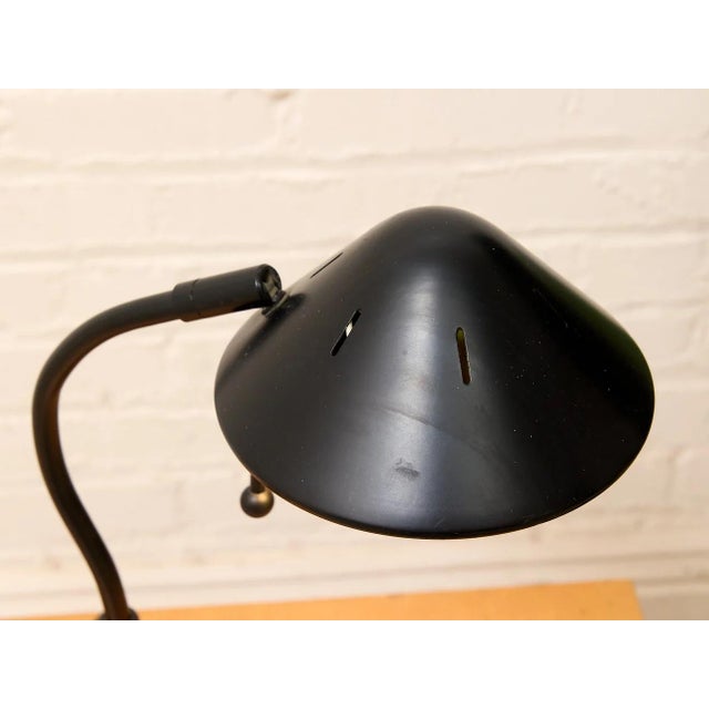 Vintage Postmodern Black & Wood Cone Desk Lamp For Sale - Image 9 of 11