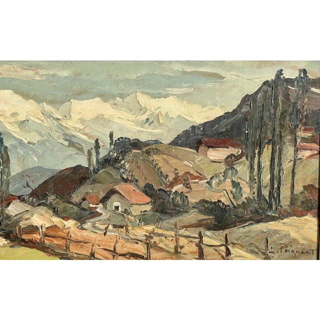 Lucien Poignant, Chain of the Alps in the Grenoble Valley, Oil on Panel For Sale - Image 10 of 18