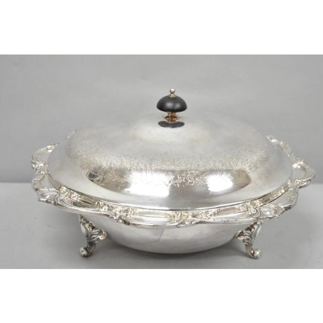 Vintage Victorian Webster Wilcox "Rochelle" Silver Plated Round Covered Serving Bowl Dish For Sale - Image 15 of 15