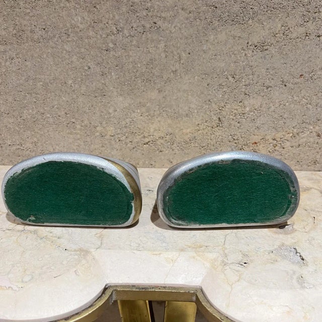 Brass Mid-Century Modern Ben Seibel Abstract Gold Silver Brass Bookend Set For Sale - Image 8 of 10