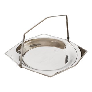 Vintage Hall Stainless Steel Basket with Beaded Edge, 1960s For Sale