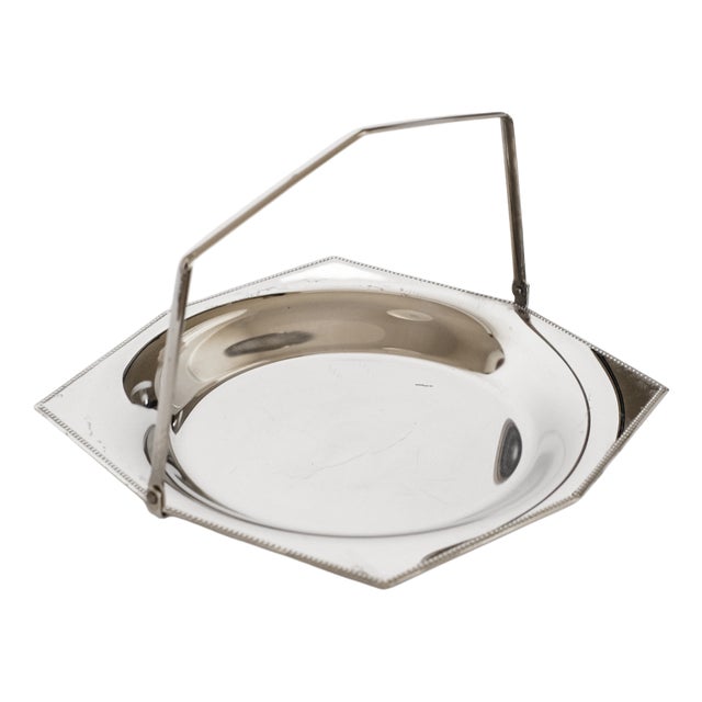 Vintage Hall Stainless Steel Basket with Beaded Edge, 1960s For Sale