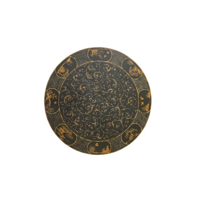 Hand-Painted Chinoiserie Round Entry Table For Sale - Image 9 of 11