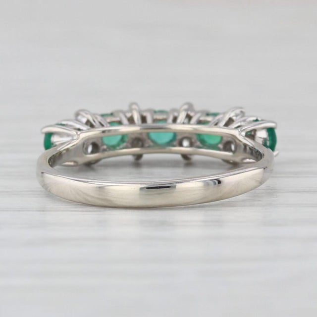 Metal 0.54ctw Emerald Diamond Ring 14k White Gold Size 5.5 Stackable For Sale - Image 7 of 8