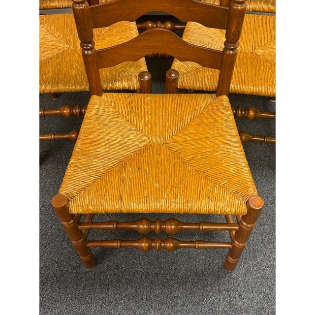 Late 20th Century Ladderback Rush Seat Dining Chairs - Set of 6 For Sale - Image 10 of 12