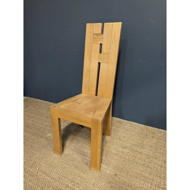 Dining Chairs in Elm from Maison Regain, Set of 4, in Very Good conditions. Designed 1980 to 1989 This piece has an...