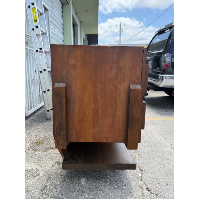 Brown Mid Century Modern Canadian Architectural Long Chest Credenza Manner of Paul Evans For Sale - Image 8 of 15