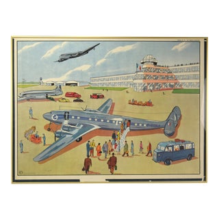 Vintage 1950’s French Airport Workers Air France Occupational Poster For Sale