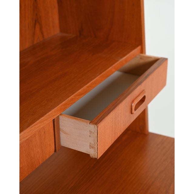 Wood Vintage Scandinavian Teak Bookcase with Writing Desk, 1960s For Sale - Image 7 of 11