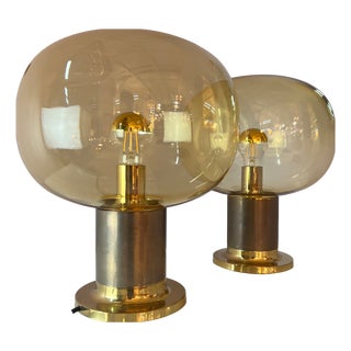 Table Lamp in Brass and Glass For Sale