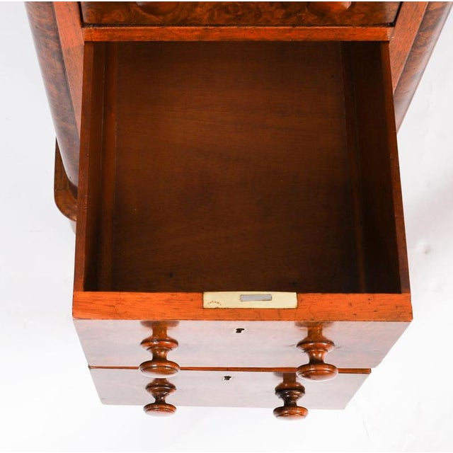Antique Victorian Burr Walnut Twin Pedestal Desk, 1860s For Sale - Image 16 of 18
