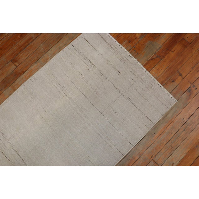 Mid-Century Modern Beige Khaki 20th Century Thin Moroccan Flat-Weave Runner For Sale - Image 3 of 6