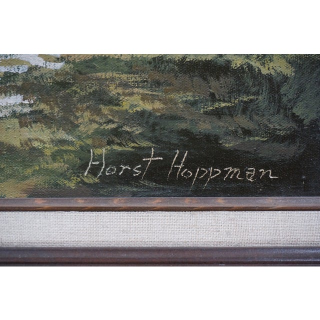 Horst Hoppman German Mid Century Water Mill Landscape Oil Painting 45" For Sale - Image 9 of 12