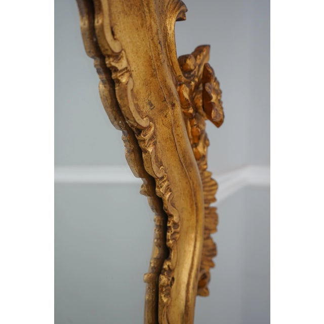 Rococo Ornate Wood Carved Frame Gold Rococo Mirror For Sale - Image 3 of 11