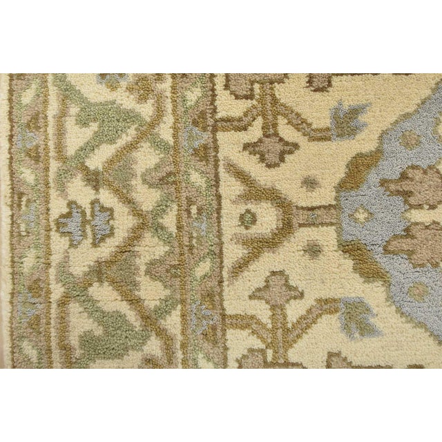 Oushak Rug 4′ X 6’1” Ivory Wool Tribal Hand-Knotted Oriental Carpet For Sale - Image 9 of 13