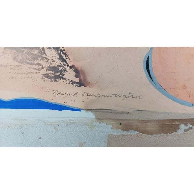 Vintage distressed mid 20th century gouache on artist board by Edward Dawson-Watson (1893-1978) Texas. Stylized, action...