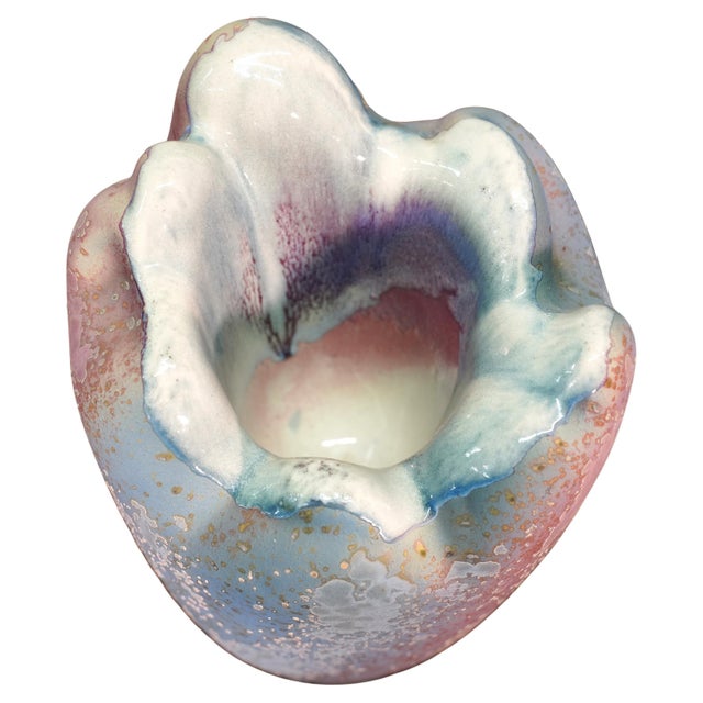 1980s Large Modernist Raku Fired Abstract Pottery Vase by Tony Evans For Sale - Image 5 of 14