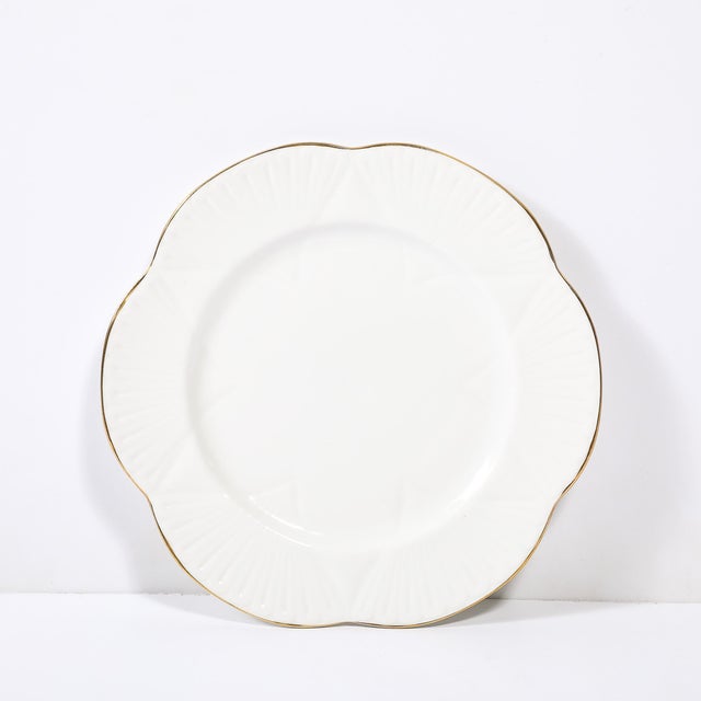 Art Deco Set of 10 Art Deco Style Bone China Plates With 24Karat Gold Trim Signed Shelley For Sale - Image 3 of 14