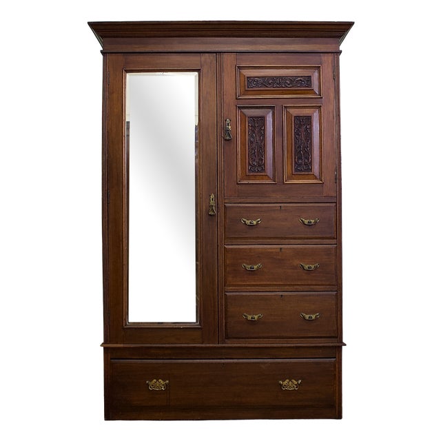 Antique Victorian Mahogany Compactum Combination Wardrobe, 1890s For Sale