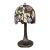 Vintage Tiffany Style Floral Stained Glass Accent Table Lamp With Tree Trunk Base For Sale