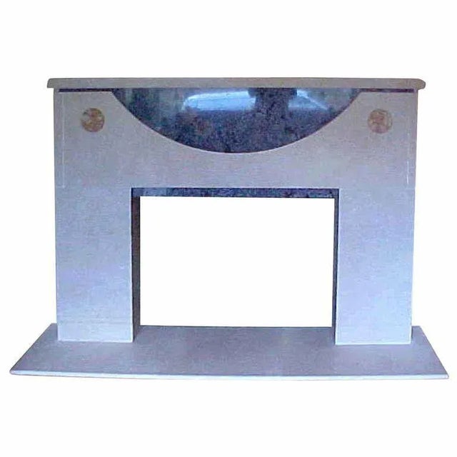 Ronn Jaffe One-of-a-Kind Modern Architectural Marble Mantel- Rare Blue Bahia & Lt Beige For Sale In West Palm - Image 6 of 6