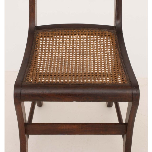 19th Century Victorian Mahogany Side Chair, Carved Floral Crest and Caned Seat For Sale - Image 5 of 9