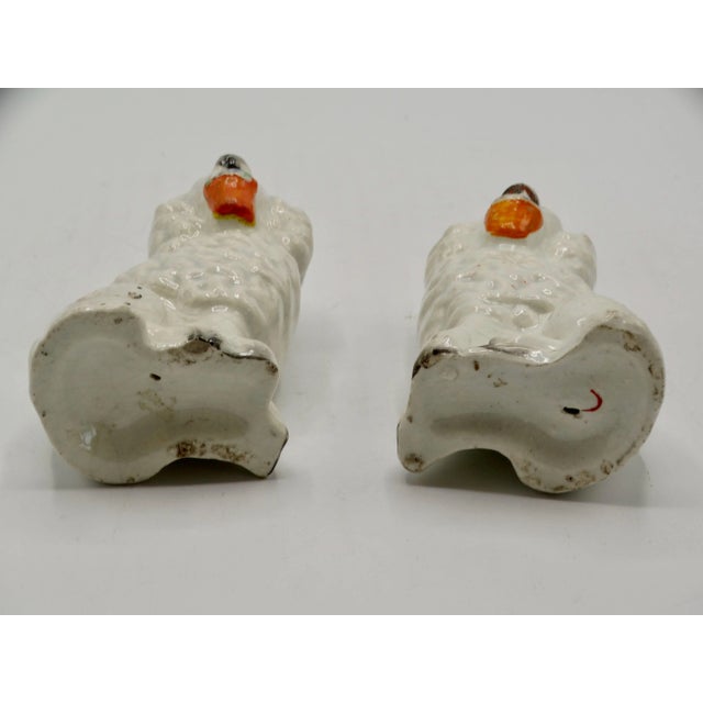 Paint Antique English Staffordshire Dogs With Baskets, a Pair For Sale - Image 7 of 9